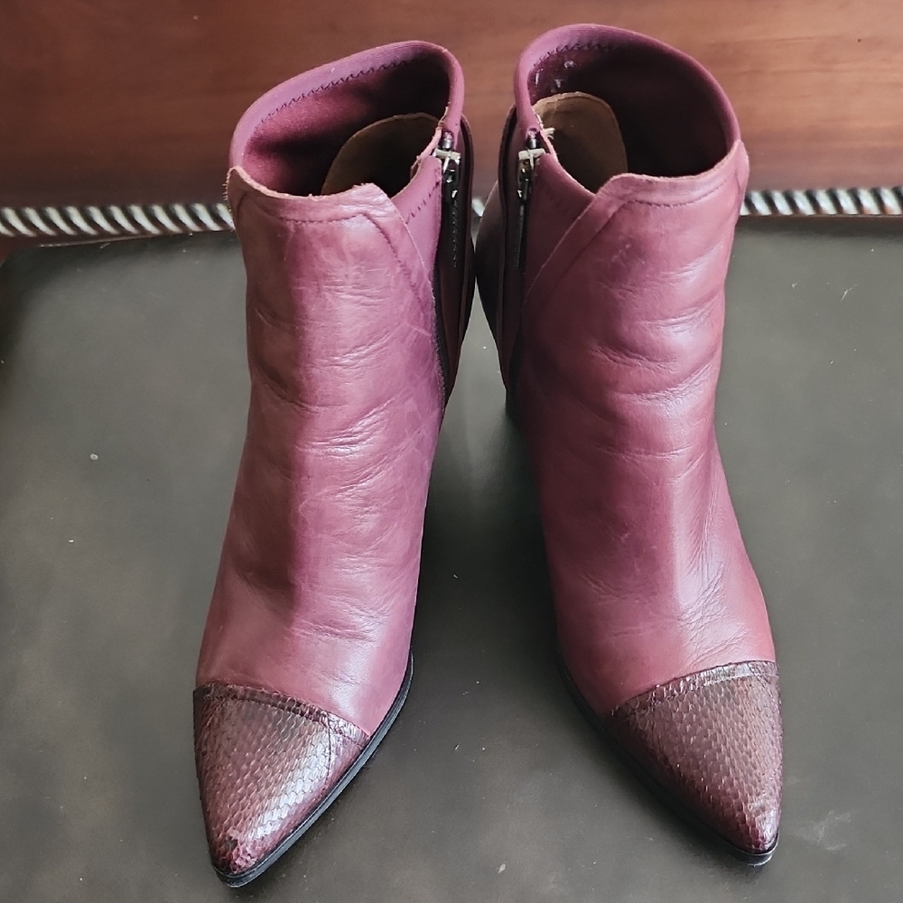 Donald J. Pliner Burgundy Leather Ankle Boots